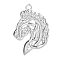 Non-Tarnish 201 Stainless Steel Pendants, Horse Head Charms, Stainless Steel Color, 32x22x2mm, Hole: 2mm
