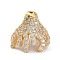 Brass Micro Pave Clear Cubic Zirconia Bead Caps, Multi-Petal, Golden, 12x10mm, Hole: 0.8mm