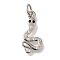Brass Micro Pave Cubic Zirconia Pendants, Snake Charms, with Jump Ring, Platinum, 20x10x1.5mm