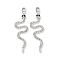 Alloy Pendants, with Rhinestone, Snake, Platinum, 43.5x13x3.5mm, Hole: 1.6mm
