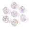 Handmade Foil Lampwork Beads, Cuboid, Faceted, Lilac, 12~13x10.2~11x10.2~11mm, Hole: 1.2~1.5mm, about 40pcs/strand, 19.29~19.69''(49~50cm)