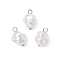 Eco-Friendly Plastic Imitation Pearl Charms, Nuggets, with Brass Loop, Platinum, 14x8.5x9mm, Hole: 2mm