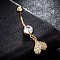 Brass Cubic Zirconia Navel Ring, Belly Rings, with 304 Stainless Steel Bar, Cadmium Free & Lead Free, Real 18K Gold Plated, Heart, Clear, 34x12mm, Bar: 15 Gauge(1.5mm), Bar Length: 3/8