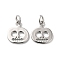 Rack Plating Brass Charms, with Jump Ring, Lead Free & Cadmium Free, Long-Lasting Plated, Skull Pumpkin Charm, Platinum, 13x12x1mm, Hole: 3.5mm