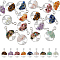 36Pcs 9 Styles Natural Mixed Gemstone European Dangle Charms, Alloy Tree of Life Large Hole Pendant, Silver, 29x25.5mm, 4pcs/style