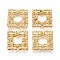 Electroplated Alloy Filigree Joiners, Square, Real 18K Gold Plated, 15x15x2mm