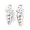 Brass Charms, Cadmium Free & Nickel Free & Lead Free, Carrot Charm, Real Platinum Plated, 10.5x4x3.5mm, Hole: 1mm