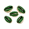 Electroplated Cowrie Shell Beads, No Hole/Undrilled, with Enamel, Green, 17.5~23x11~15x7~9mm