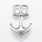 Non-Tarnish 304 Stainless Steel Leather Cord Clasps, Anchor, Stainless Steel Color, 32.5x21x6mm, Hole: 5x7mm