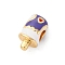 Brass Enamel European Beads, Large Hole Beads, Ice Cream, Cadmium Free & Lead Free, Rack Plating, Long-Lasting Plated, Real 18K Gold Plated, Lilac, 15.5x8.5x8.5mm, Hole: 4.5mm