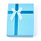 Cardboard Jewelry Necklace Boxes, with White Sponge, for Jewelry Gift Packaging, Rectangle with Bowknot, Light Sky Blue, 13x10x3.1cm, inside: 12.3×9.3cm.