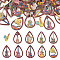 40Pcs 10 Styles Printed Wood Pendants Sets, Saxophone & Teardrop Charms, Musical Instruments Pattern, Mixed Color, 39~58x23~38x2.5~2.6mm, Hole: 1.6~1.8mm, 4pcs/style