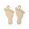 Rack Plating Brass Pendants, Long-Lasting Plated, Cadmium Free & Nickel Free & Lead Free, Foot, Light Gold, 11.5x6x0.3mm, Hole: 0.9mm