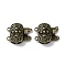 Brass Box Clasps, Cadmium Free & Nickel Free & Lead Free, 2-Strand, 4-Hole, Oval, Antique Bronze, 14.5x16x5.5mm, Hole: 1.4mm and 1.6mm