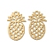 Brass Etched Metal Embellishments Pendants, Long-Lasting Plated, Cadmium Free & Nickel Free & Lead Free, Pineapple, Light Gold, 15x9.5x0.3mm, Hole: 1.2mm