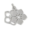 Non-Tarnish 304 Stainless Steel Pendants, with Jump Ring, Laser Cut, Flower Charms, Stainless Steel Color, 17x19.5x1mm, Hole: 3.2mm
