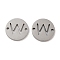 Non-Tarnish 201 Stainless Steel Hollow Flat Round Links, Letter Connector Charms, Stainless Steel Color, Letter W, 12x1mm, Hole: 1.2mm