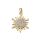 Brass Micro Pave Clear Cubic Zirconia Pendants, Golden, Sun, 23.5x18.5x3mm, Hole: 5x3mm