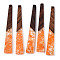 Transparent Resin & Walnut Wood Big Pendants, with Gold Foil, Trapezoid Charms, Dark Orange, 69.5x10x3.5mm, Hole: 2mm