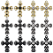 24Pcs 6 Colors Alloy Pendants, with Rhinestone, Cross Charms, Mixed Color, 29x20.5x4mm, Hole: 1.6mm, 4Pcs/color