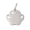 304 Stainless Steel Rhinestone Pendants, with Jump Ring, Laser Cut, Paw Print Charm, Stainless Steel Color, 21x16x1mm, Hole: 3mm
