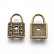Alloy Pendants, Cadmium Free & Nickel Free & Lead Free, Padlock, Antique Bronze, 13x8x2mm, Hole: 2mm