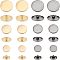 48pcs 6 Style Alloy Shank Buttons, 1-Hole, Flat Round, Mixed Color, 15~25x7~8.5mm, Hole: 2.4~2.6mm, 8pcs/style