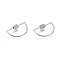 Brass Micro Pave Cubic Zirconia Screw Carabiner Lock Charms, for Necklaces Making, Half Round, Platinum, 16x28x2mm