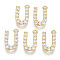Brass Micro Pave Cubic Zirconia Charms, Nickel Free, Letter, Clear, Real 18K Gold Plated, Letter.U, 13.5x8x2.5mm, Hole: 1.2mm