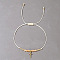 Natural Sunstone Braided Bead Bracelets, Stainless Steel Cross Charm Bracelets for Women, Faceted