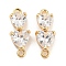 Brass Pave Clear Cubic Zirconia Connector Charms, Cadmium Free & Nickel Free & Lead Free, Double Heart Links, Real 18K Gold Plated, 17x7x4.3mm, Hole: 1.4 and 1.5mm