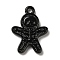Baking Paint Alloy Pendants, Skeleton Charm, Black, 20x15x2.5mm, Hole: 1.6mm