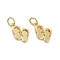 Flip Flops Rack Plating Brass Charms, Cadmium Free & Lead Free, Long-Lasting Plated, Real 18K Gold Plated, 13x8.5x2.5mm, Hole: 3mm