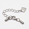 Tarnish Resistant 304 Stainless Steel Chain Extender, with Cord Ends, Curb Chains and Lobster Claw Clasps, Stainless Steel Color, 29mm, Cord End: 8.5x2.5mm, Inner Diameter: 2mm