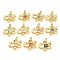 Rack Plating Brass Pendants, with Glass, Long-Lasting Plated, Cadmium Free & Lead Free, Flower Charms, Mixed Color, 30.5x30.5x7.5mm, Hole: 4x3mm