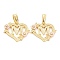 Real 18K Gold Plated Brass  Pendants, Heart with Alphabet, Letter.M, 18x20x3mm, Hole: 6.5x3mm