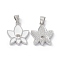 Rack Plating Brass Enamel Pendants, Micro Pave Clear Cubic Zirconia, Long-Lasting Plated, Lead Free & Cadmium Free, Platinum, Lotus Charm, White, 19x16x3mm, Hole: 4x3.5mm