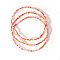 3Pcs Bohemian Style Column Glass Seed Beads Stretch Bracelet Set for Women, with Real 14K Gold Plated Brass Round Beads, Deep Pink, Inner Diameter: 6-1/2 inch(16.5cm)