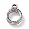 Non-Tarnish 304 Stainless Steel Toggle Clasps Parts, Textured, Ring, Stainless Steel Color, 16x12x2mm, Hole: 2mm