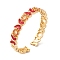 Brass Pave Cubic Zirconia Open Cuff Bangles for Women, with Enamel, Real 18K Gold Plated, Butterfly, Inner Diameter: 2-1/8 inch(5.4cm), 10mm