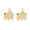 Brass Micro Pave Cubic Zirconia Charms, Elephant, with Jump Ring, Cadmium Free & Lead Free, Real 18K Gold Plated, 11x12.5x2mm, Hole: 3mm