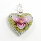 Сердце ручной работы Lampwork подвески LAMP-L028-07-2