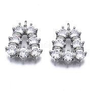 Подвески из прозрачного фианита с инкрустацией из латуни ZIRC-S069-025P