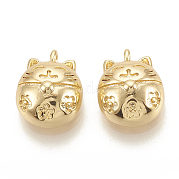 Подвеска из латуни lucky kitten с эмалью KK-N186-42