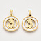201 Stainless Steel Pendants, with Shell and Random Size Snap on Bails, Flat Round with Girl, Golden, 23x20x2mm, Hole: 7~10x3~5mm