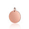 Ion Plating(IP) 304 Stainless Steel Pendants, with Jump Ring, Manual Polishing, Flat Round Charm, Stamping Blank Tag, Rose Gold, 14x1mm, Hole: 3.5mm