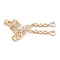 Brass Micro Pave Clear Cubic Zirconia Fold Over Clasps, Nickel Free, with Glass, Bowknot, Real 18K Gold Plated, 50x17x7mm, Hole: 1.4mm