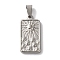 Non-Tarnish 304 Stainless Steel Pendants, Rectangle with Flower & Sun Charm, Stainless Steel Color, 26x14x2.5mm, Hole: 7.5x3.5mm