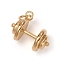 304 Stainless Steel Pendants, Sports Charms, with Jump Ring, Dumbbell, Golden, 22.5x29x16mm, Jump Ring: 10x1.5mm, Inner Diameter: 7mm