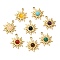 Ion Plating(IP) 316 Stainless Steel Sun Pendants, Natural & Synthetic Mixed Gemstone Sun Charms, Real 24K Gold Plated, 23x20x5mm, Hole: 1.8mm